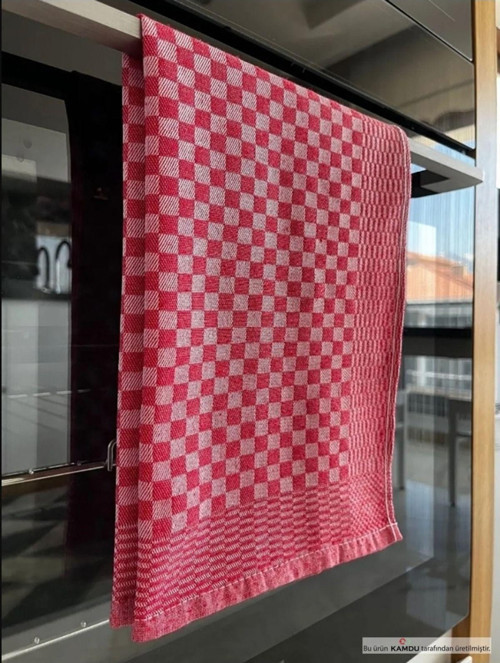 4 Adet Kırmızı Alman Peçetesi, Ekose Desen, Mutfak Havlusu, Kurulama Ve Mutfak Havlusu 40X60Cm