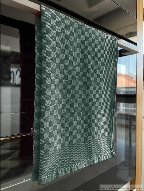 4 Adet Yeşil Alman Peçetesi, Ekose Desen, Mutfak Havlusu, Kurulama Ve Mutfak Havlusu 40X60Cm