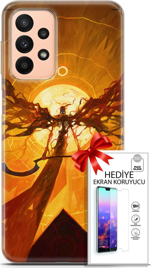 Samsung Galaxy A23 4G Kılıf Orijinal Seri Cardano 27 Şeytan Lazer Kesim Silikon Ekran Koruyucu