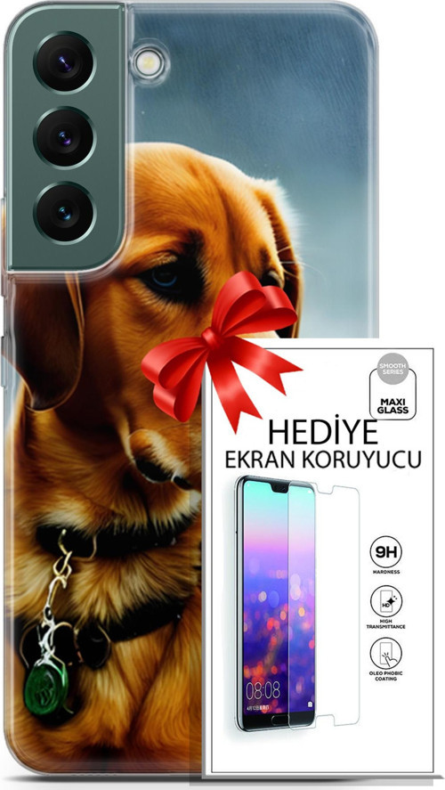 Samsung Galaxy S22 Kılıf Orijinal Seri Dogs 04 Labrador Silikon Kılıf + Ekran Koruyucu Full Koruma