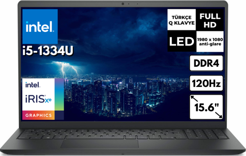 Inspiron 15 3530 i5-1334U 64 GB 4 TBSSD 15.6" FHD 120Hz Windows 11 Pro Notebook I35303401U BT72