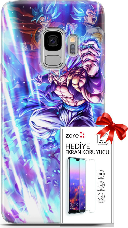 Samsung Galaxy S9 Kılıf Orijinal Seri Supers 17 Dragon Gogeta Anime Yumuşak Kılıf + Ekran Koruyucu