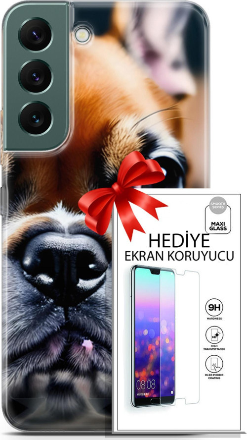 Samsung Galaxy S22 Kılıf Orijinal Seri Dogs 10 İngiliz Mastiff Full Hd Kılıf + Ekran Koruyucu