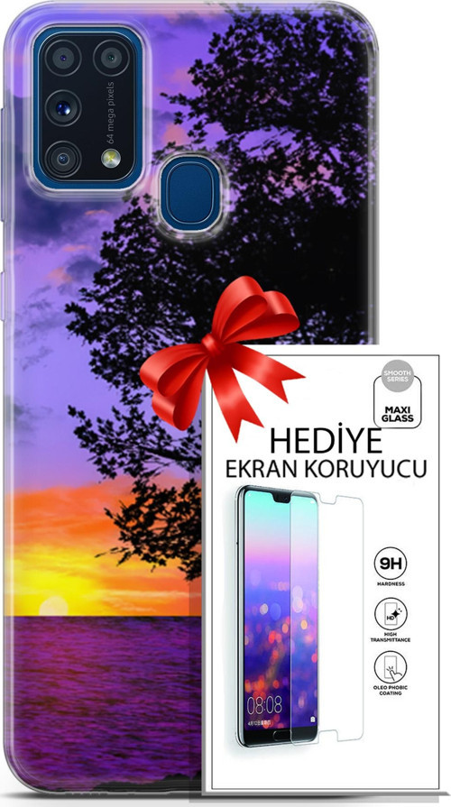 Samsung Galaxy M31 Kılıf Orijinal Seri Fantasy 06 Ağaç Koruyucu Kapak Ekran Koruyucu
