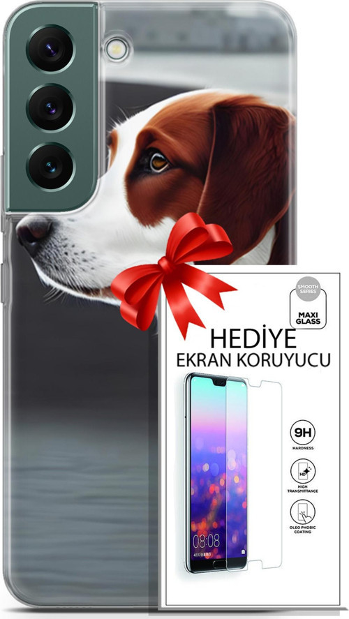 Samsung Galaxy S22 Kılıf Orijinal Seri Dogs 18 Süvari Köpeği Parlak Kılıf + Ekran Koruyucu Full Koruma