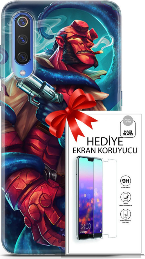Xiaomi Mi 9 Kılıf Orijinal Seri Dc 21 Tabancalı Darbe Önleyici Kapak + Ön Ekran Koruyucu