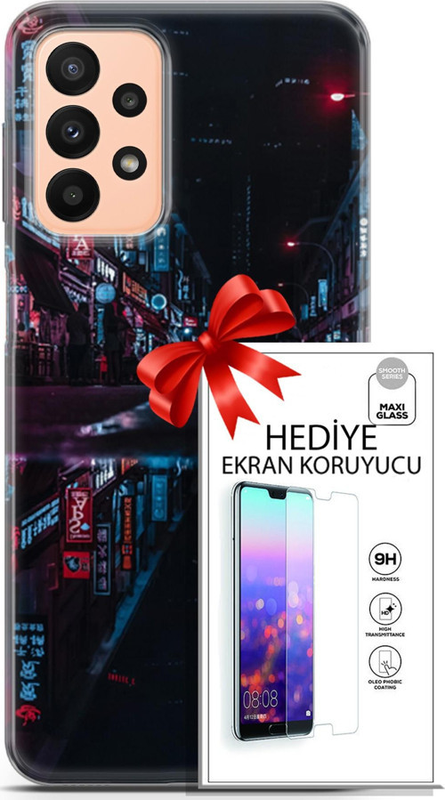 Samsung Galaxy A23 4G Kılıf Orijinal Seri Cyberpunk 24 Spa Darbe Emici Kılıf + Ekran Koruyucu