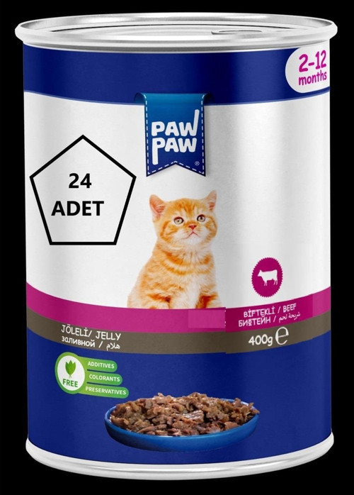 Pawpaw Biftekli Yavru Kedi Konservesi 400GR 24'lü