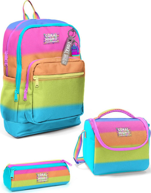 Coral High Kids Renkli Çizgili 3’lü Okul Çanta Seti SET0123770