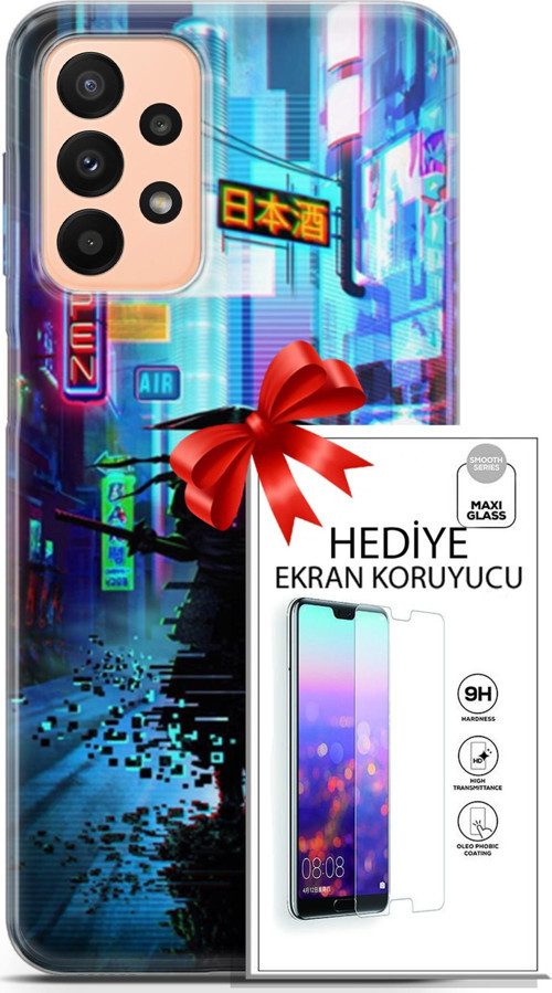 Samsung Galaxy A23 4G Kılıf Orijinal Seri Cyberpunk 29 Open Leke Tutmaz Kapak + Ekran Koruyucu