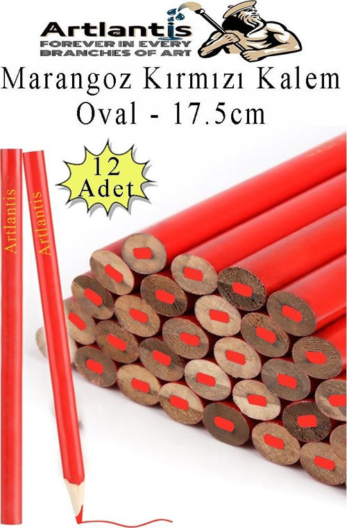 Marangoz Kalem Kırmızı Oval 12 Adet 1 Paket Kalın Oval Marangoz İnşaat Kalemi Aşap Beton İşaretleme Kalemi Kalın Kalem