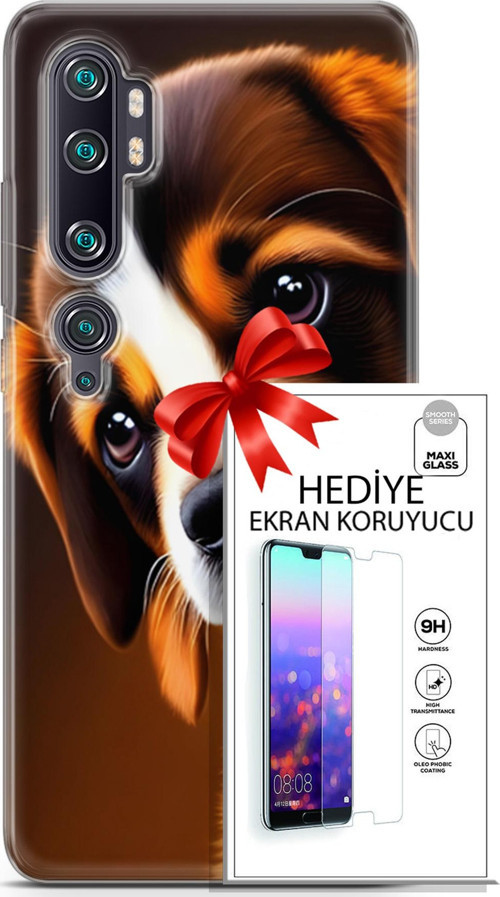 Xiaomi Mi Note 10 Pro Kılıf Orijinal Seri Dogs 05 Üzgün Yavru Koruma Kılıfı + Ekran Koruyucu