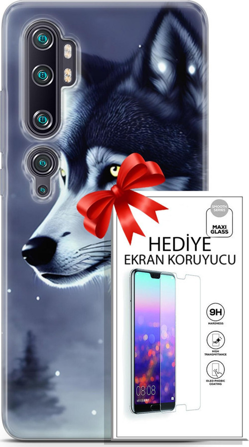 Xiaomi Mi Note 10 Pro Kılıf Orijinal Seri Dogs 06 Yalnız Kurt Koruyucu Kapak Ekran Koruyucu