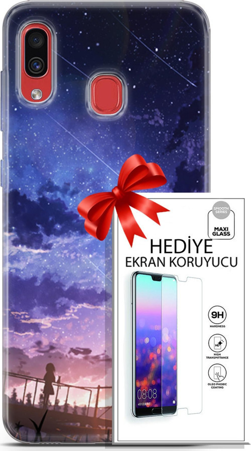 Samsung Galaxy A30 Kılıf Orijinal Seri Fantasy 09 Kayan Yıldızlar Uv Kılıf Ve Ekran Koruyucu