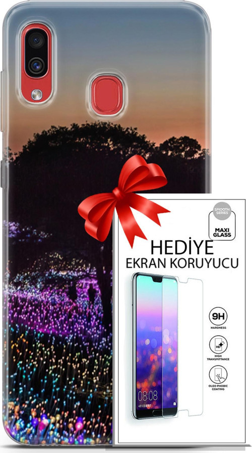 Samsung Galaxy A30 Kılıf Orijinal Seri Fantasy 11 Işıltılı Brookgreen 4K Baskılı Kılıf + Ekran Koruyucu