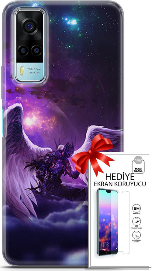 Vivo Y53S 4G Kılıf Orijinal Seri Cardano 23 Melek Telefon Kabı Ve Ekran Koruyucu