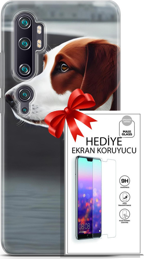 Xiaomi Mi Note 10 Pro Kılıf Orijinal Seri Dogs 18 Süvari Köpeği Parlak Kılıf + Ekran Koruyucu Full Koruma