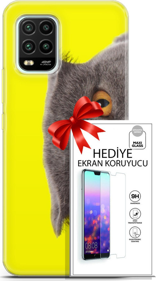 Xiaomi Mi 10 Lite 5G Kılıf Orijinal Seri Scotish-British 01 Scottish Fold Telefon Kılıfı + Ekran Koruyucu