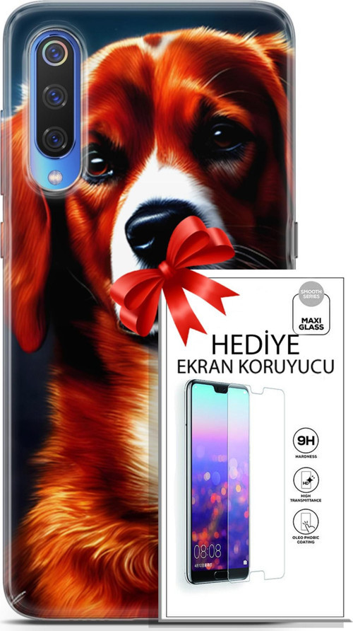 Xiaomi Mi 9 Kılıf Orijinal Seri Dogs 21 Spaniel Darbe Önleyici Kapak + Ön Ekran Koruyucu