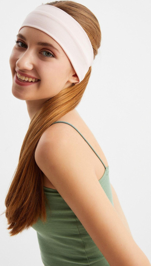 Kadın Açık Lacivert Pamuklu Penye, Kaymaz, Terletmez, Ultra Hafif, Spor Saç Bandı Bandana