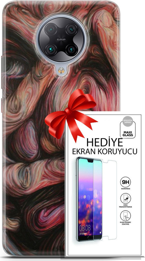 Xiaomi Poco F2 Pro Kılıf Orijinal Seri Soul 27 Dağılmış Surat Lazer Kesim Silikon Ekran Koruyucu