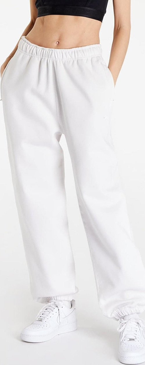 Solo Swoosh Fleece Pant Pamuklu Şardonlu Bol Kesim Yüksek Bel Kadın Eşofman Altı Kırık Beyaz