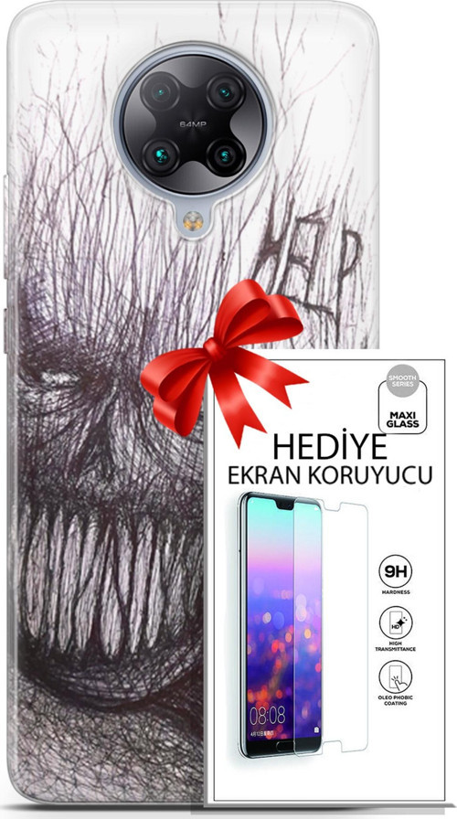 Xiaomi Poco F2 Pro Kılıf Orijinal Seri Soul 29 Şeytan Leke Tutmaz Kapak + Ekran Koruyucu