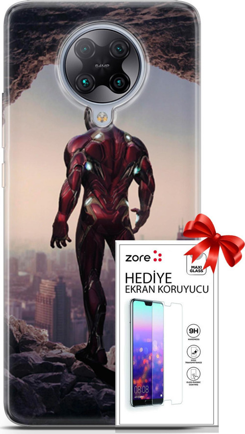 Xiaomi Poco F2 Pro Kılıf Orijinal Seri Supers 02 Iron Man Kapak Ve Ekran Koruyucu