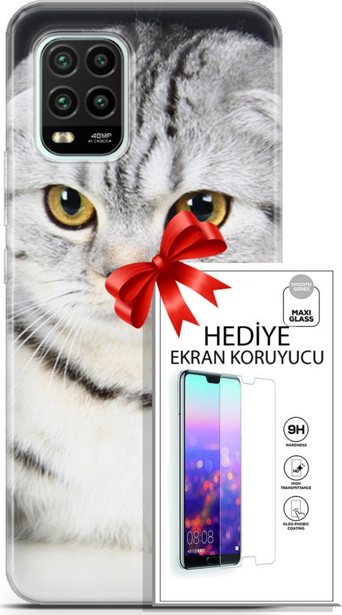 Xiaomi Mi 10 Lite 5G Kılıf Orijinal Seri Scotish-British 18 British Beyaz Parlak Kılıf + Ekran Koruyucu