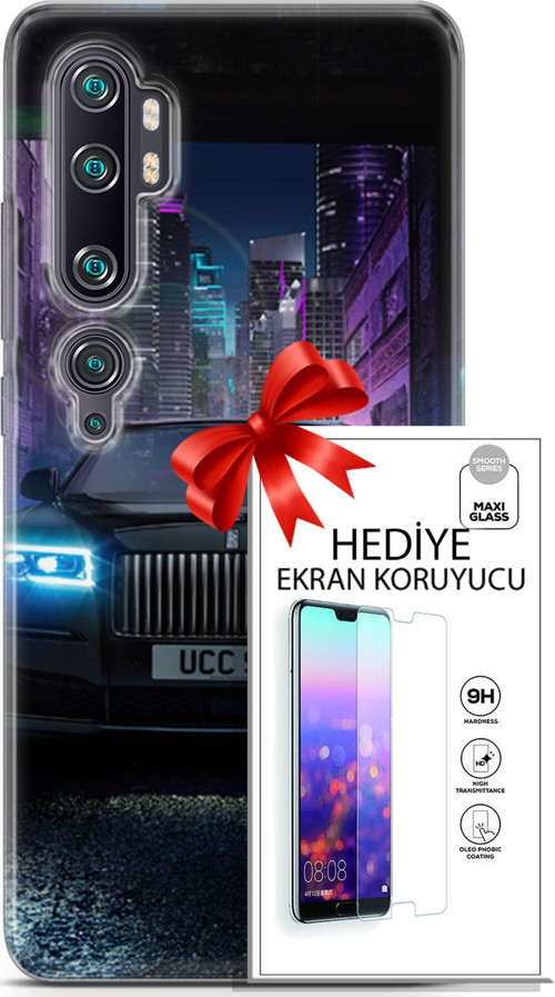 Xiaomi Mi Note 10 Pro Kılıf Orijinal Seri Fantasy 12 Rolls Royce Tasarım Kılıf + Ekran Koruyucu