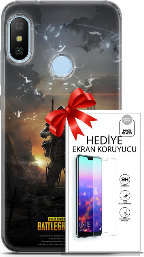 Xiaomi Mi A2 Lite Kılıf Orijinal Seri Pubg 23 Playerunknown'S Telefon Kabı Ve Ekran Koruyucu