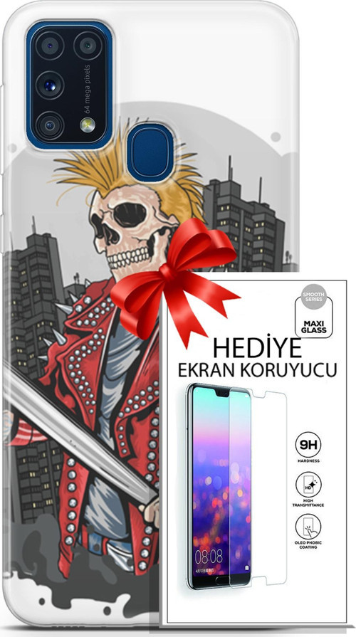 Samsung Galaxy M31 Kılıf Orijinal Seri Punky 08 Punk Serseri Baskılı Kılıf + Ekran Koruyucu