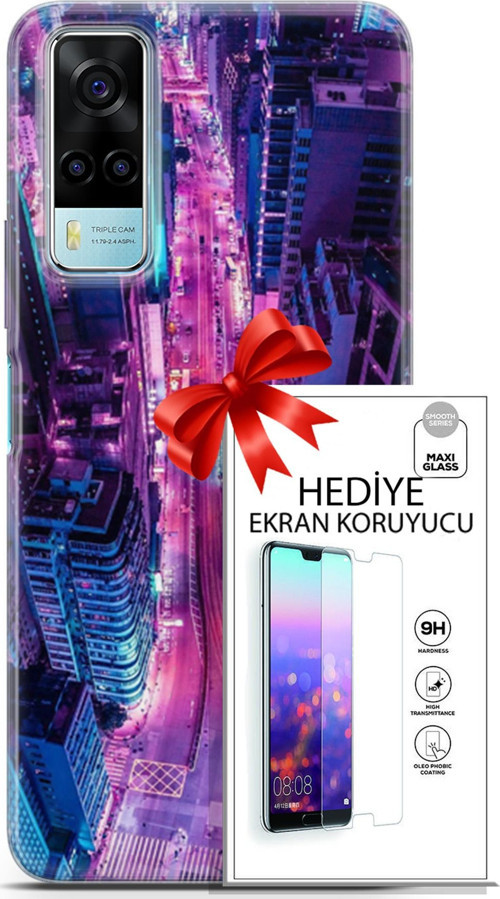 Vivo Y53S 4G Kılıf Orijinal Seri Cyberpunk 22 Usa Kap + Ekran Koruyucu