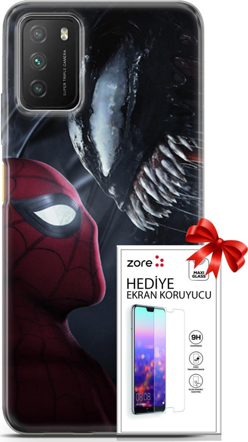 Xiaomi Poco M3 Kılıf Orijinal Seri Supers 09 Spider-Man Vs Venom Uv Kılıf Ve Ekran Koruyucu