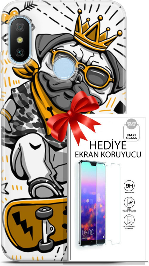 Xiaomi Mi A2 Lite Kılıf Orijinal Seri Punky 09 Punk Pug Uv Kılıf Ve Ekran Koruyucu