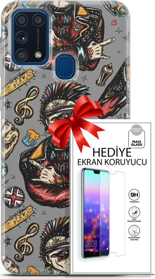 Samsung Galaxy M31 Kılıf Orijinal Seri Punky 24 Heavy Metal Darbe Emici Kılıf + Ekran Koruyucu