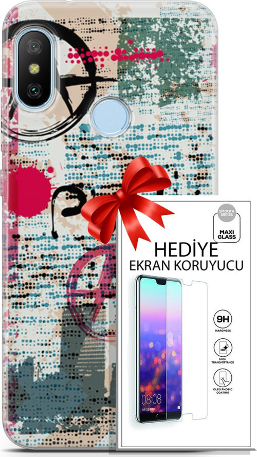 Xiaomi Mi A2 Lite Kılıf Orijinal Seri Punky 12 Punk Duvar Yazıları Tasarım Kılıf + Ekran Koruyucu