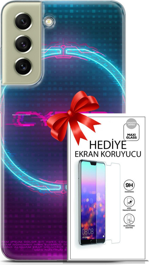 Samsung Galaxy S21 Fe Kılıf Orijinal Seri Cyberpunk 09 Cyber Logo Uv Kılıf Ve Ekran Koruyucu