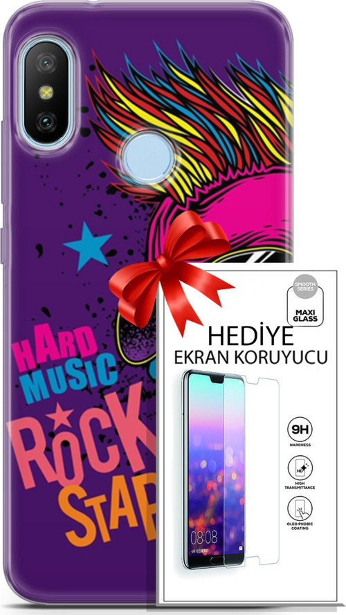 Xiaomi Mi A2 Lite Kılıf Orijinal Seri Punky 16 Rockstar Hediyelik Kılıf Ve Ekran Koruyucu