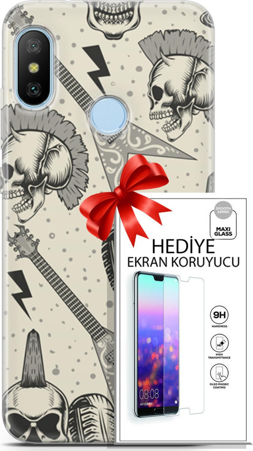 Xiaomi Mi A2 Lite Kılıf Orijinal Seri Punky 20 Trash Punk Renkli Kılıf Ekran Koruyucu