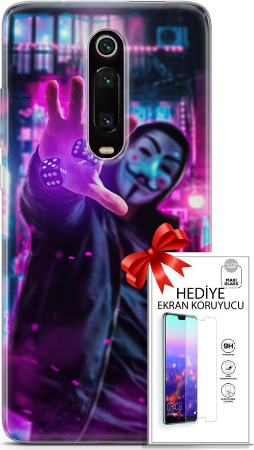 Xiaomi Mi 9T Kılıf Orijinal Seri Algorand 04 Zarlar Silikon Kılıf + Ekran Koruyucu Full Korumaket