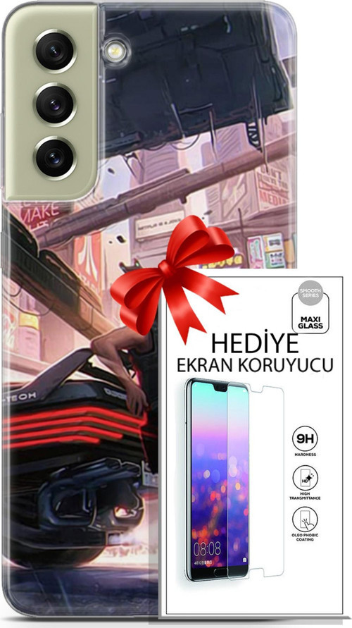 Samsung Galaxy S21 Fe Kılıf Orijinal Seri Cyberpunk 19 Keanu Reeves Tam Koruma Kılıf + Ekran Koruyucu