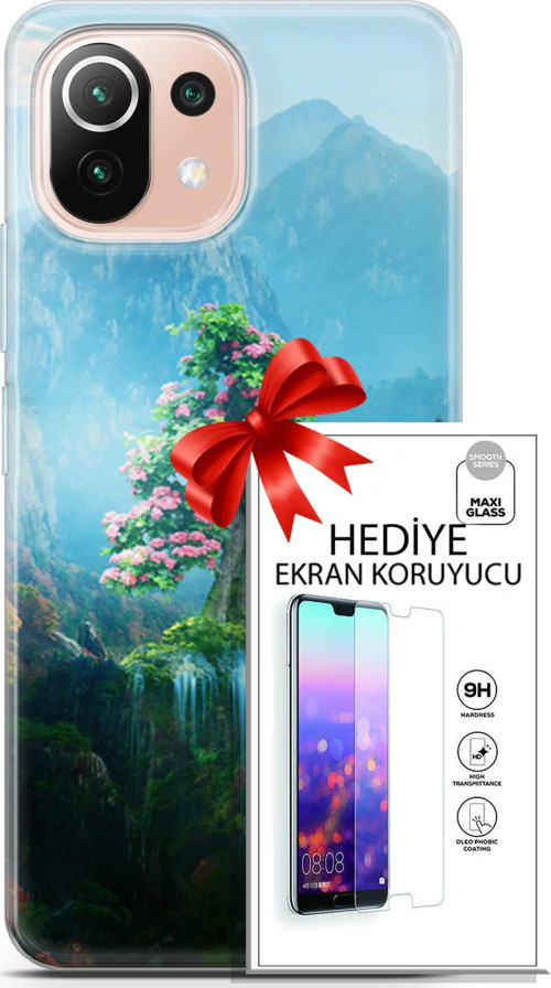 Xiaomi Mi 11 Lite Kılıf Orijinal Seri Neo 29 Red Hood Leke Tutmaz Kapak + Ekran Koruyucu