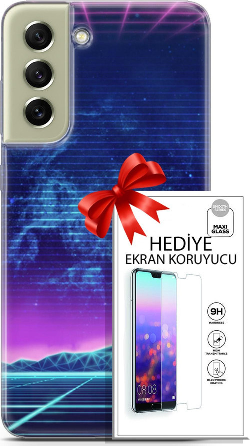 Samsung Galaxy S21 Fe Kılıf Orijinal Seri Cyberpunk 30 Neon Game Kenarları Şeffaf Kapak Ve Ekran Koruyucu