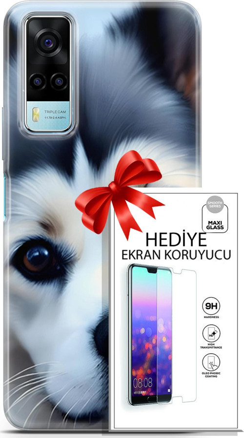 Vivo Y53S 4G Kılıf Orijinal Seri Dogs 12 Shiba Tasarım Kılıf + Ekran Koruyucu