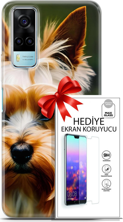Vivo Y53S 4G Kılıf Orijinal Seri Dogs 13 Yorkshire Terriyer Case Kapak Ekran Koruyucu