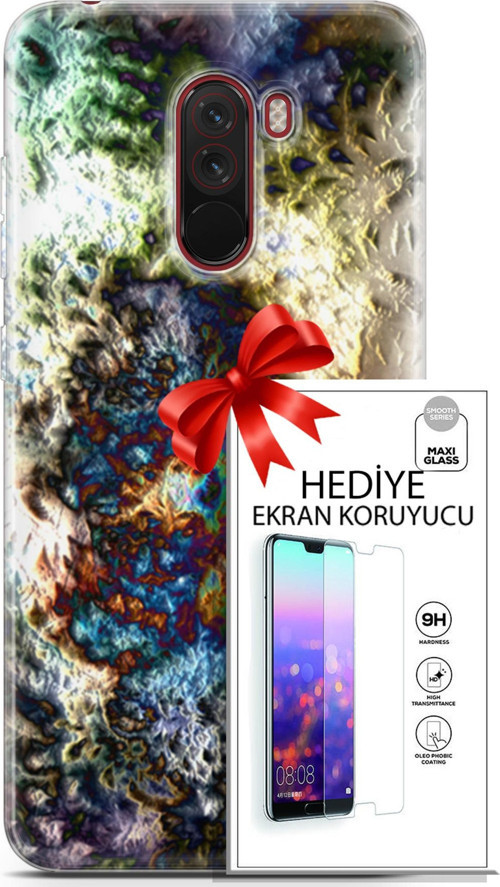 Xiaomi Pocophone F1 Kılıf Orijinal Seri Nature 13 Volkanik Case Kapak Ekran Koruyucu