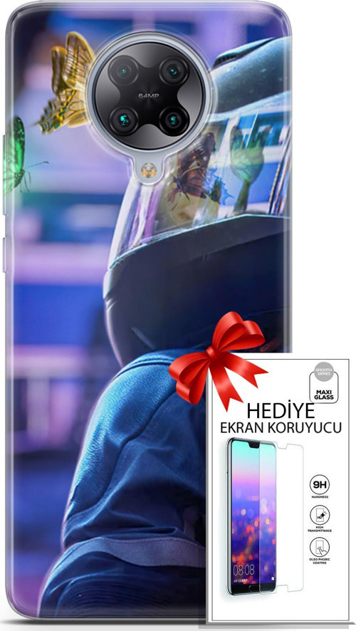 Xiaomi Poco F2 Pro Kılıf Orijinal Seri Algorand 26 Kelebekler Soft Kapak + Ekran Koruyucu