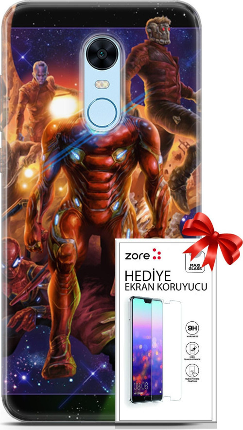 Xiaomi Redmi 5 Plus Kılıf Orijinal Seri Supers 28 Avengers Endgame İz Bırakmayan Kılıf + Ön Ekran Koruyucu