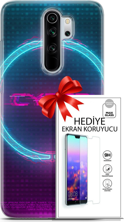 Xiaomi Redmi Note 8 Pro Kılıf Orijinal Seri Cyberpunk 09 Cyber Logo Uv Kılıf Ve Ekran Koruyucu